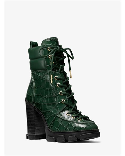 michael kors ridley crocodile embossed leather lace-up boot stores|Ridley Crocodile Embossed Leather Lace.